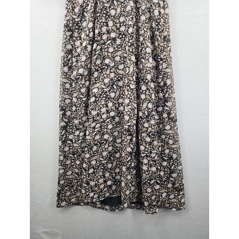 Amuse Society Floral Maxi Dress M Black Bell Sleeve Tie Front Boho AD03JBES NEW - Picture 4 of 15